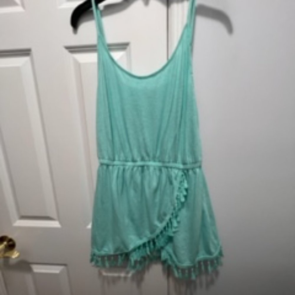 Victoria's secret small mint green adjustable strap wrap dress with tassels